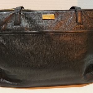 Vintage kate spade New York Black Pebbled Leather  14"  Shoulder Bag/Tote Purse